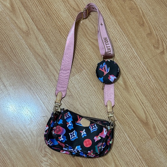 Louis Vuitton Black and Pink Floral Crossbody Bag - Picture 1 of 2